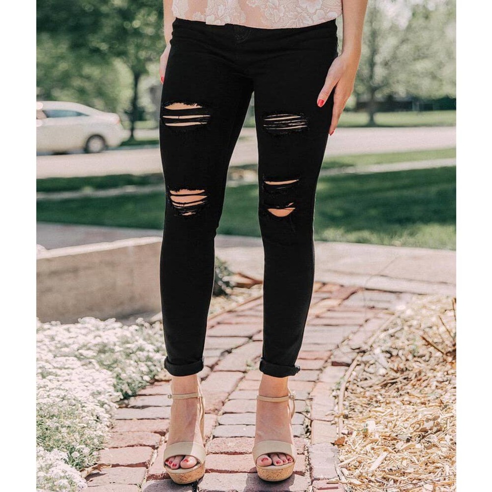 KanCan Black Distressed Skinny Jeans